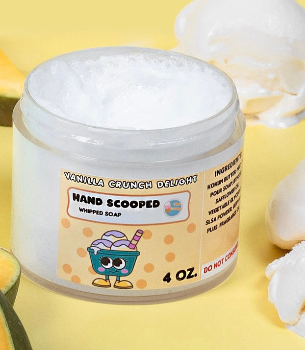 Vanilla Crunch Delight HandScooped Whipped Soap