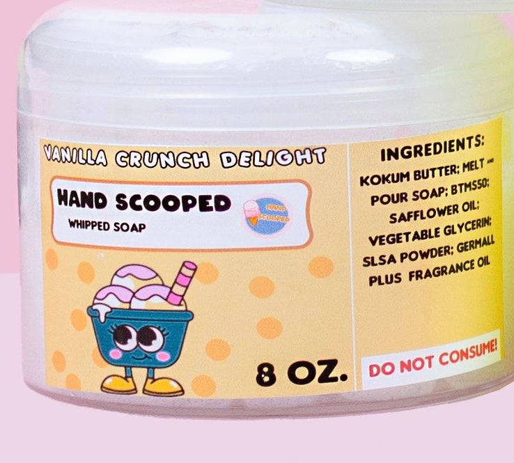 Vanilla Crunch Delight HandScooped Whipped Soap